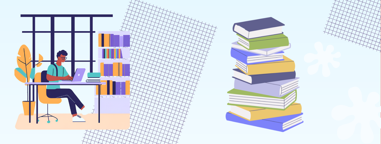 Metodologia w pracy licencjackiej - student w bibliotece pracujący nad rozdziałem badawczym