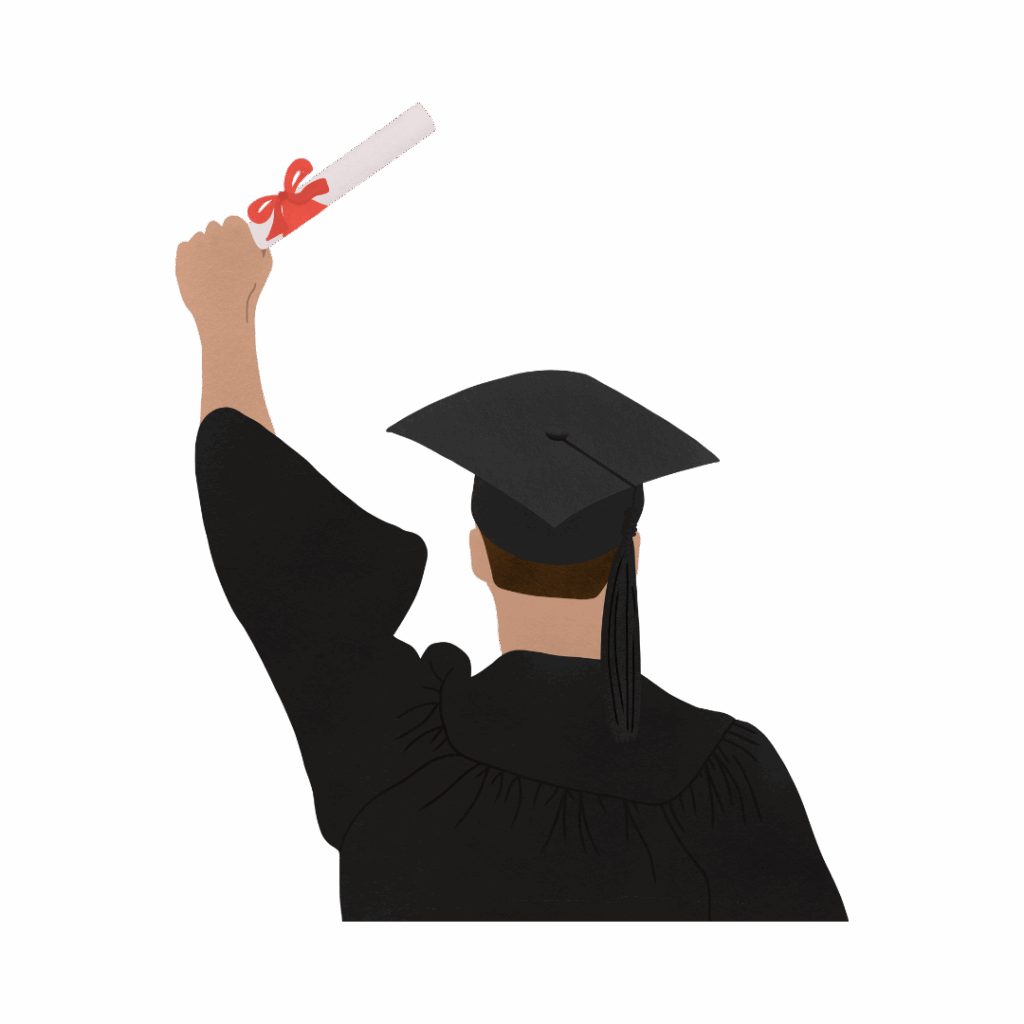 Sukces i obrona pracy dyplomowej - grafika symbolizujaca osiagniecie celu akademickiego